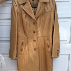 Genuine Leather Mustard Pea Coat
